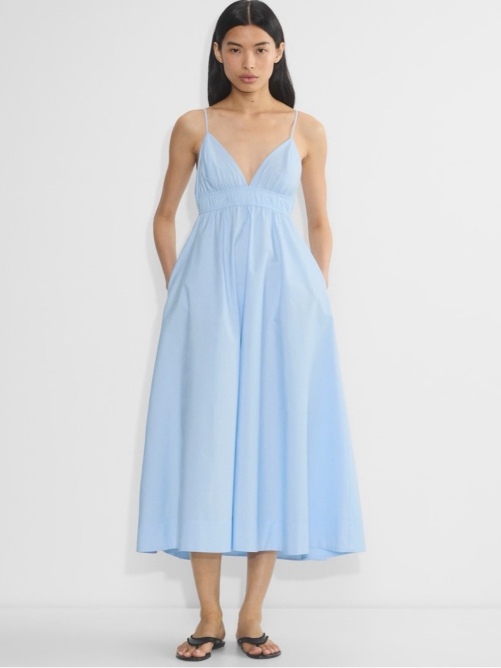 Aritzia Babaton Encourage Poplin Midi Dress - Baby Blue - XS